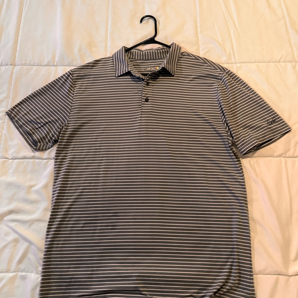 Arnold Palmer Classic Gray Striped Polo Shirt for Men